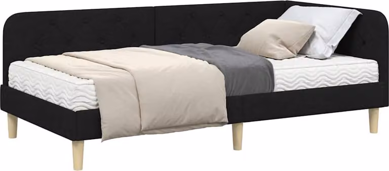 Cornice del letto ad angolo Nero 90 x 200 cm Tessuto