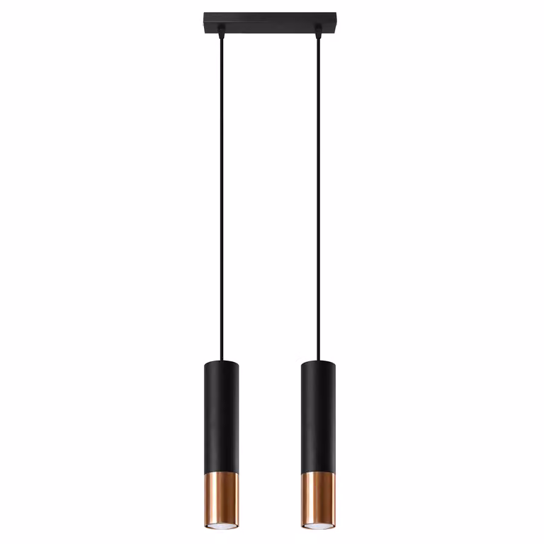 Lampada a sospensione LOOPEZ 2 nero/rame 2xGU10 10W acciaio 90x6x30cm Sollux Lighting