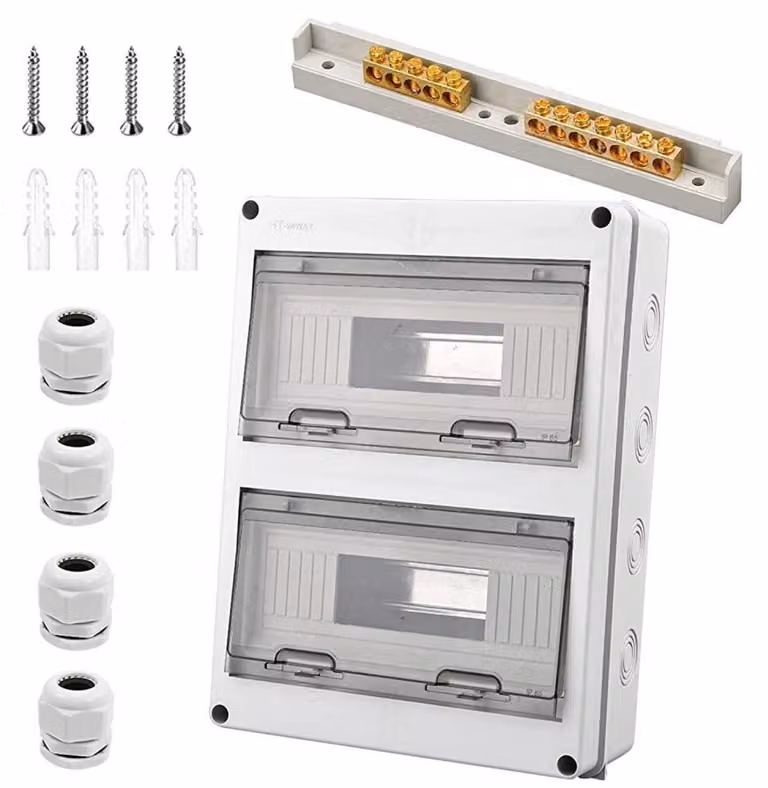 Scatola di derivazione a parete, 24 moduli, grado di protezione IP65, 2 file, materiale ABS/PC trasparente, dimensioni 360x110x280 mm