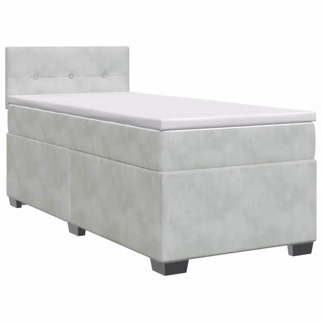 Letto box spring con materasso ibrido vidaXL in tessuto grigio e bianco L/P: 90 x 190 cm – 2