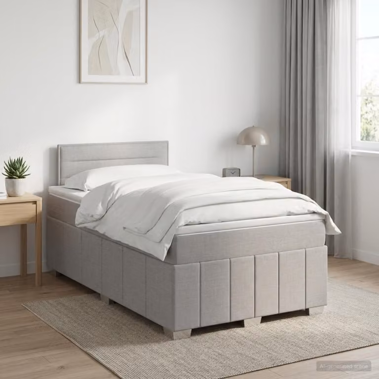 vidaXL Letto box spring con materasso Grigio Chiaro 120 x 190 cm