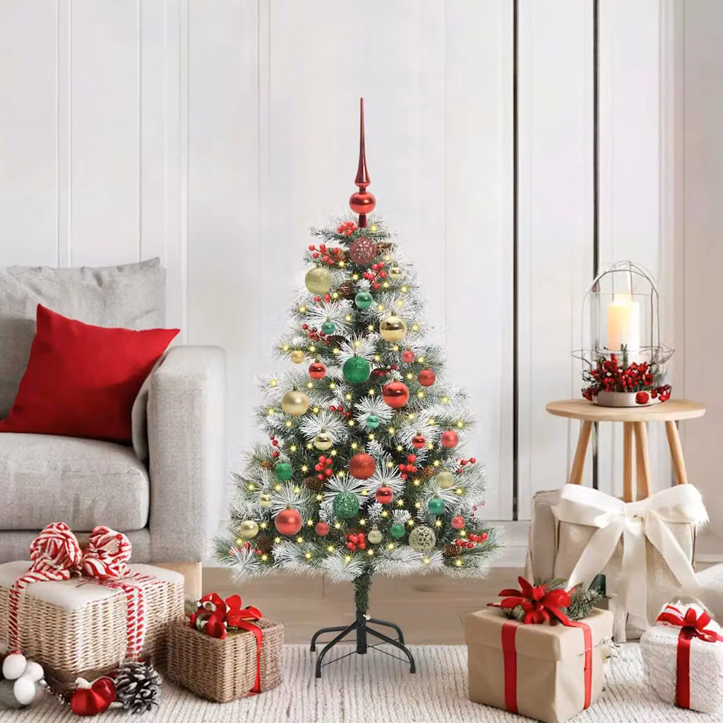 Albero di Natale artificiale moderno vidaXL con luci LED bianco caldo, verde e bianco, Altezza: 120 cm