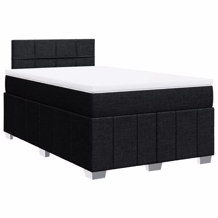 Letto a molle con materasso nero 120x190 cm in tessuto