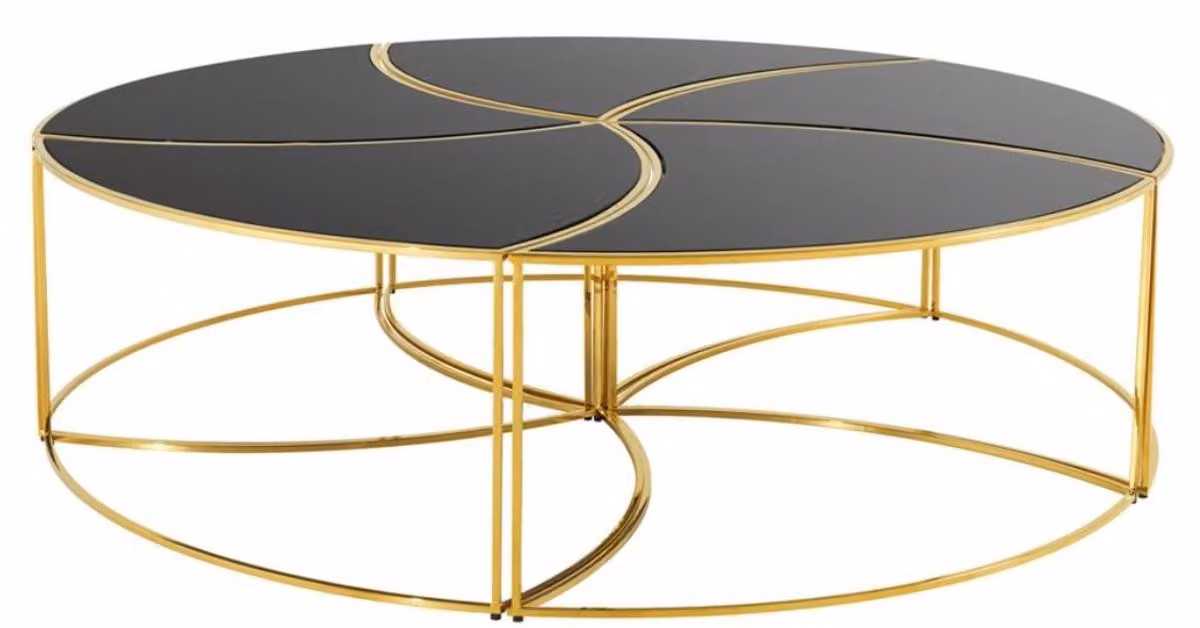 Tavolino Casa Padrino oro/nero Ø 150 x h. 40 cm - Mobili da salotto di design