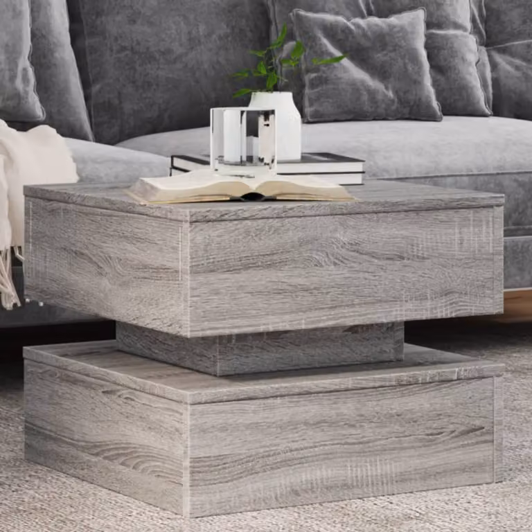 vidaXL Tavolino da Salotto Moderno Quadrato Grigio L: 50 cm, P: 50 cm, H: 40 cm