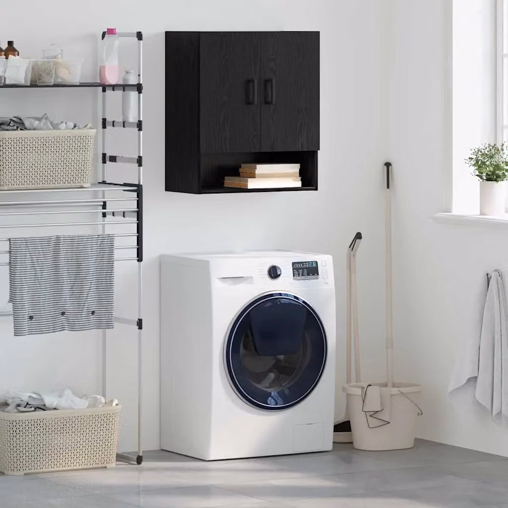 Armadietto a muro moderno vidaXL in MDF con ante a battente, disponibile in nero o marrone, L: 60 cm, P: 31 cm, H: 70 cm