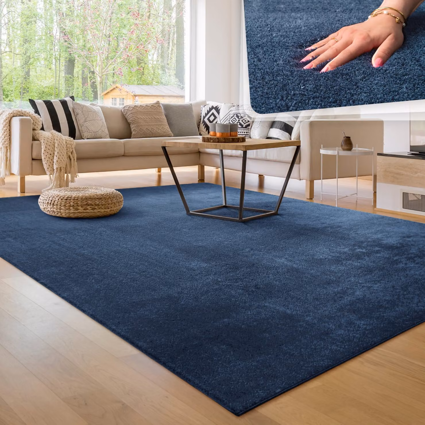 Tappeto Calia Italia blu, moderno e lavabile, L: 100 cm x P: 200 cm – 3