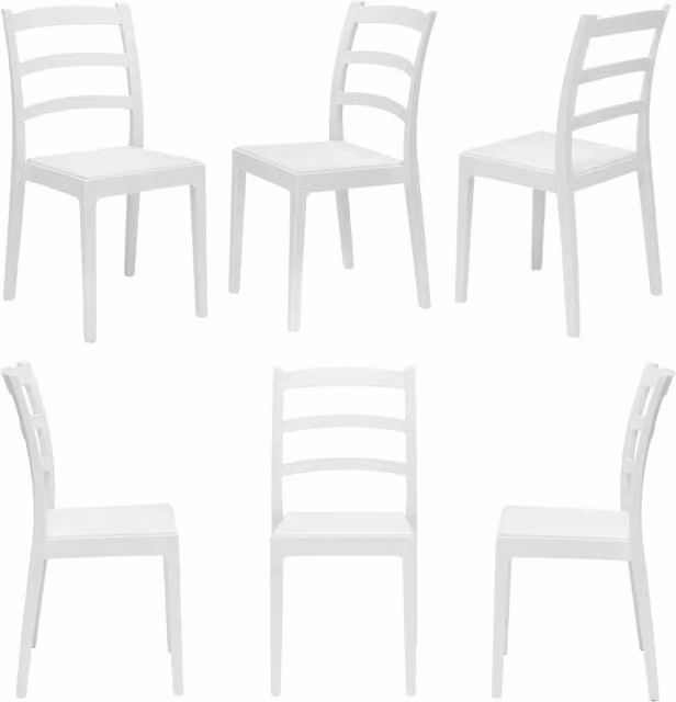 Set 6 sedie in polipropilene REA, MADE IN ITALY, impilabile, resistente ai raggi UV, design classico, ideale per sala da pranzo, cucina, sala d’attesa, bar, ristoranti o giardino, colore Bianco