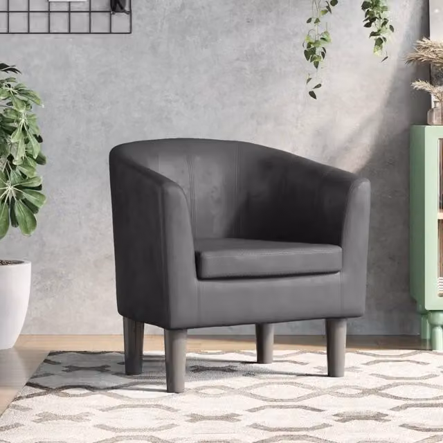 Divano Sedia-Poltrona Cabriolet Grigia in Similpelle con Braccioli e Design Moderno – 1