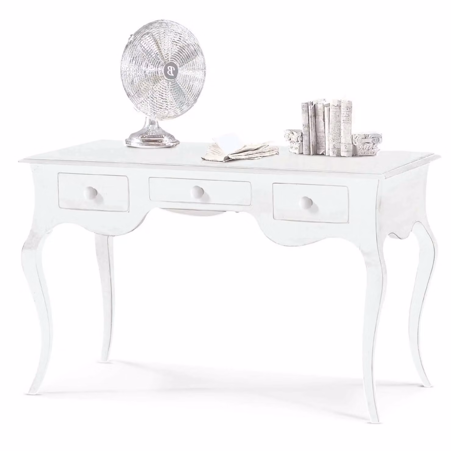 Scrivania in legno stile arte povera con 3 cassetti bianca Mobili 2G L: 150 cm, P: 75 cm, H: 80 cm – 1