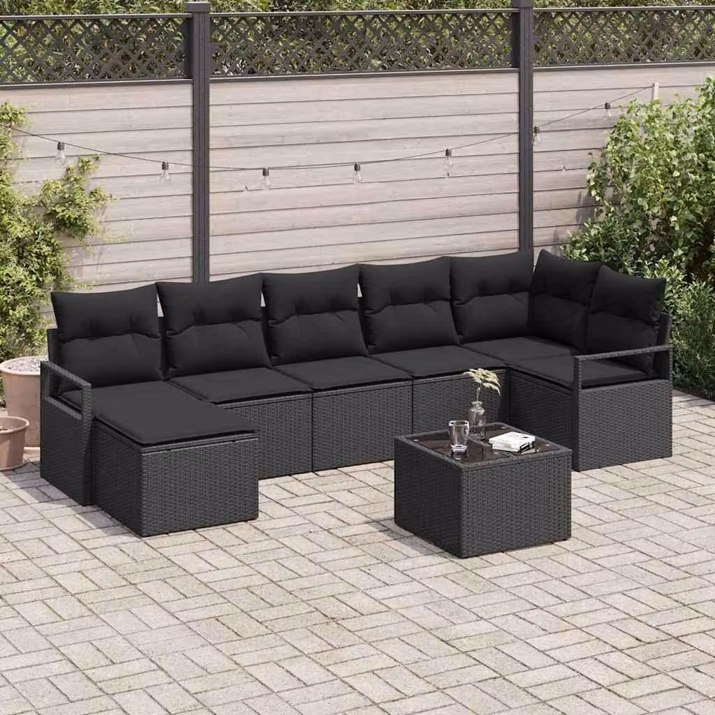 Maison Exclusive - Set di divani da esterno, 8 pezzi, colore nero [Materiale sintetico]: rattan sintetico