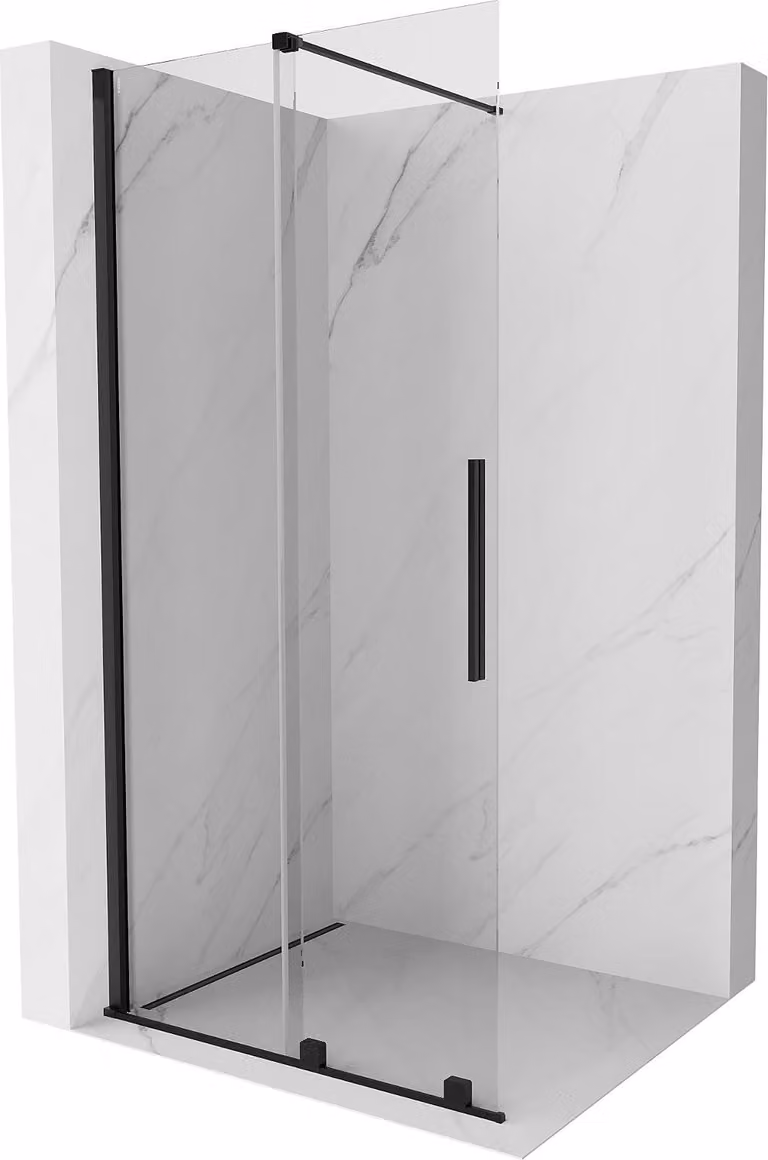 Mexen Velar parete doccia scorrevole Walk-in 70 x 200 cm, trasparente 8 mm, nero - 871-070-000-03-70