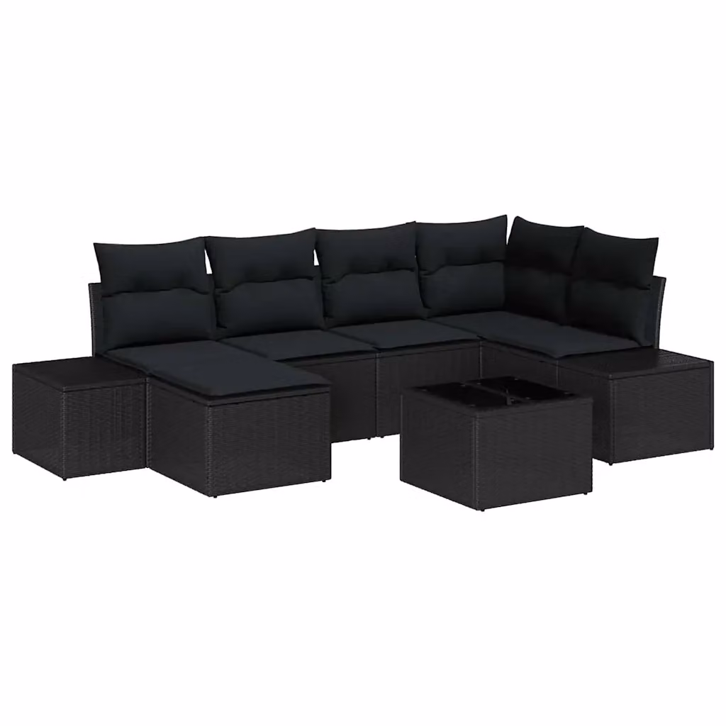 Set Divano da Giardino a L vidaXL 6 pz Nero con Cuscini e Struttura in Metallo e Polyrattan – 2