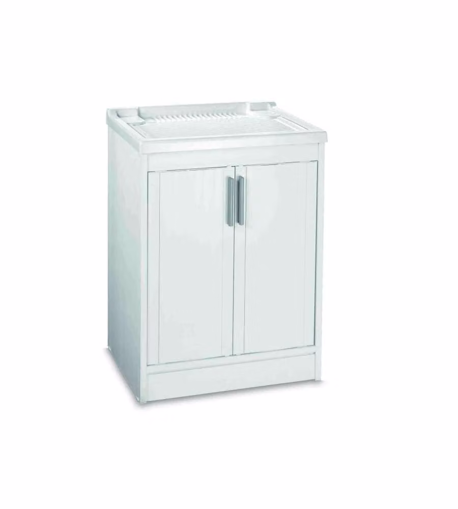 G&S Garofalo Mobile Lavatoio in Resina con 2 Ante per Interno ed Esterno, Bianco, L: 60 cm, P: 50 cm, H: 86 cm