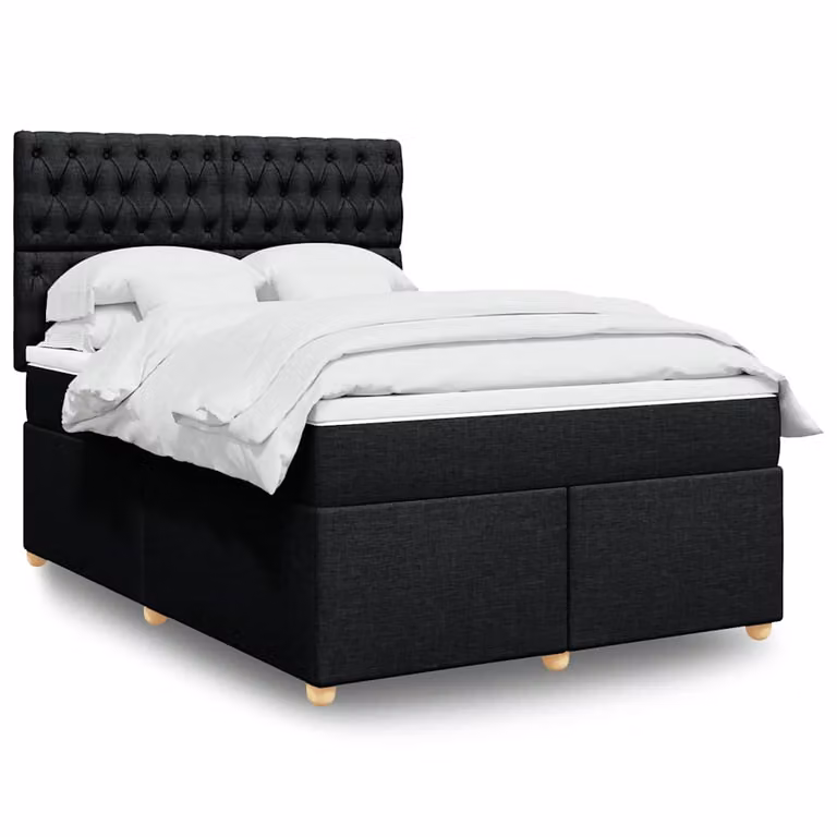 vidaXL Giroletto a Molle Ibrido con Materasso in Tessuto Nero L/P/H: 160 x 200 x 76,5 cm