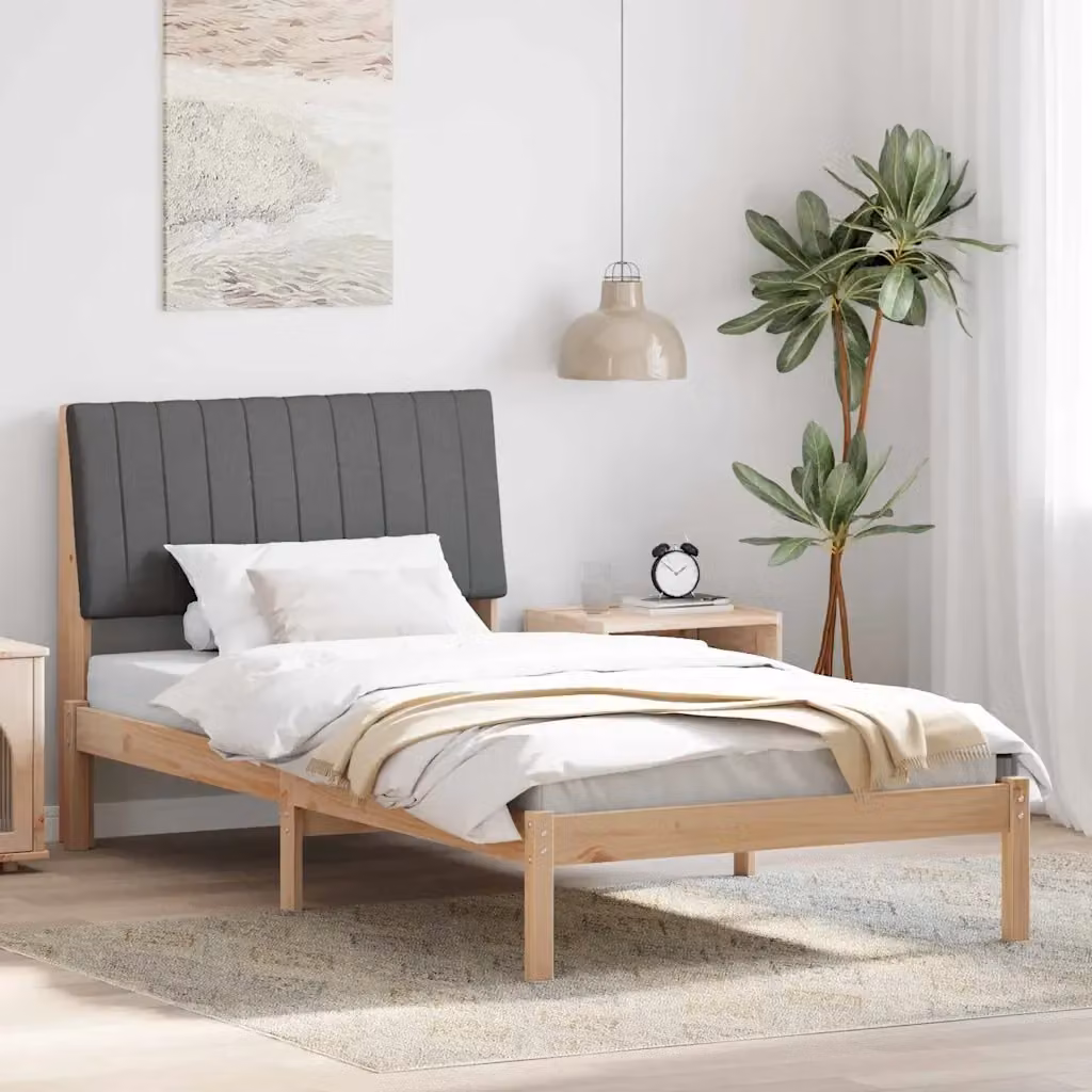 Letto singolo moderno in pino massello marrone L/P/H: 217 x 100 x 105,5 cm – 2