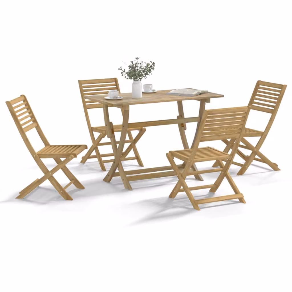 vidaXL Set da Pranzo per Giardino in Legno di Acacia Marrone, 5 Pezzi