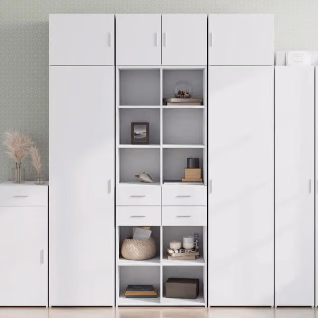 Credenza-Buffet-Armadio da cucina Bianca 70x42,5x185 cm in Legno Multistrato 671857