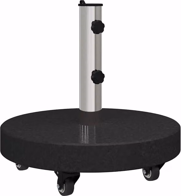 Base moderna rotonda con ruote per ombrellone da giardino 45 x 45 x 45 cm in granito nero codice 02_0058856.
