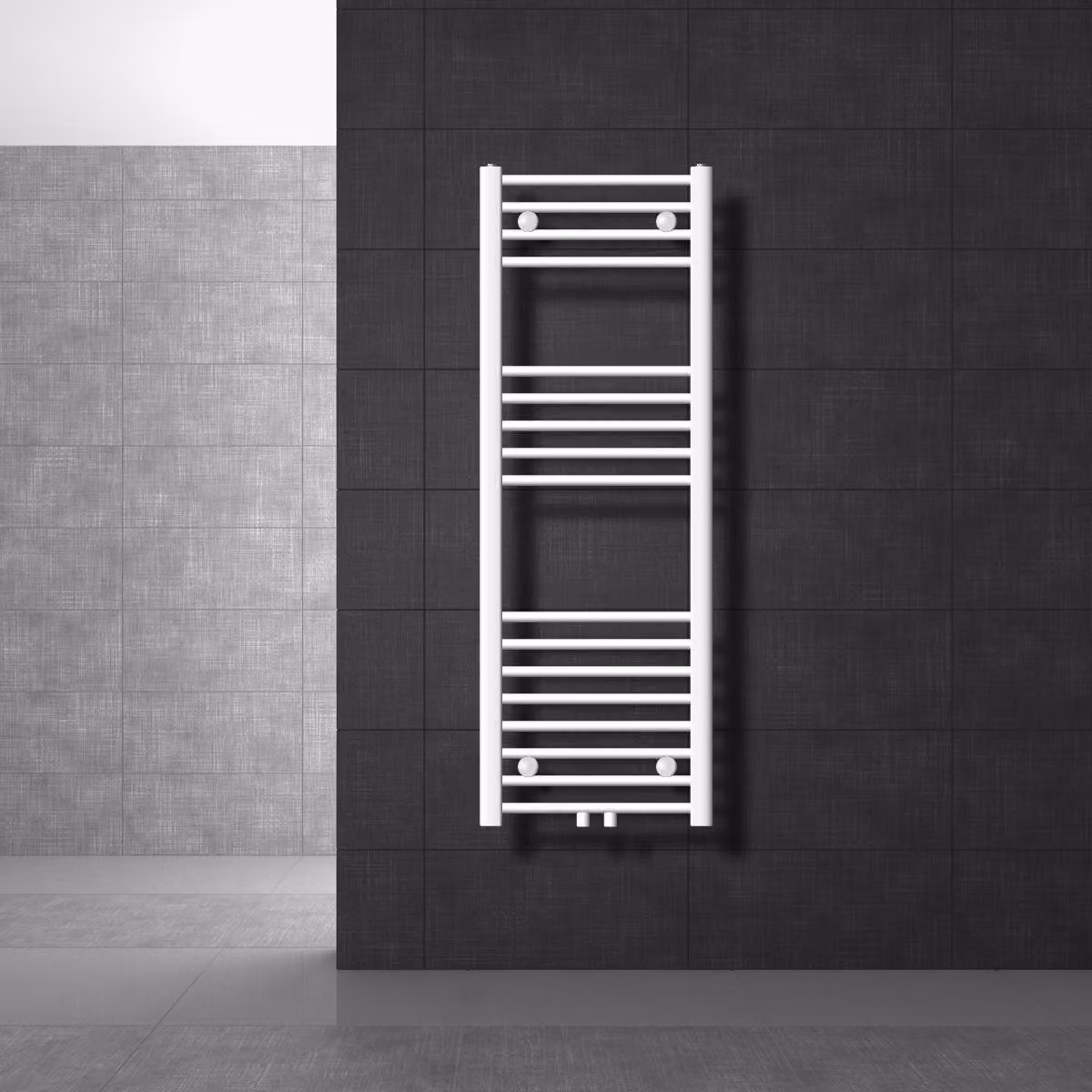 LuxeBath radiatore bagno Sahara, 400x1200 mm, bianco, curvo con attacco centrale, senza elemento riscaldante