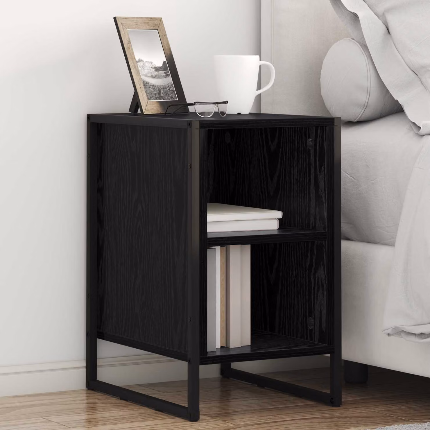 Set di 2 comodini vidaXL in stile industriale, colore nero, L 39,5 cm x P 30 cm x H 50 cm