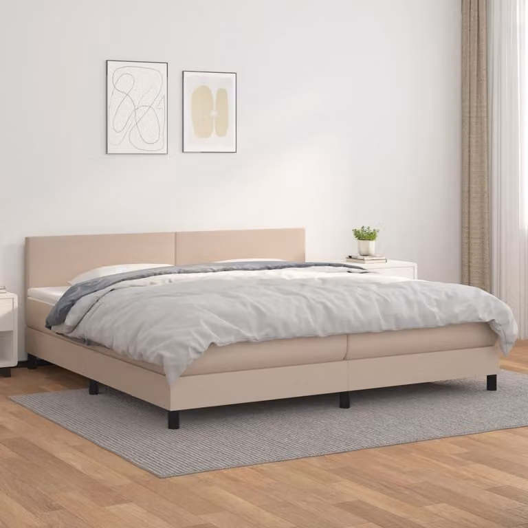 The Living Store Letto a molle insacchettate Materasso cappuccino marrone 200x200cm Similcuoio