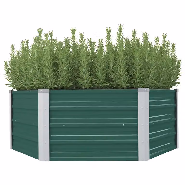 Letto di coltura rialzato vidaXL in acciaio zincato verde L: 129 cm, P: 129 cm, H: 45 cm