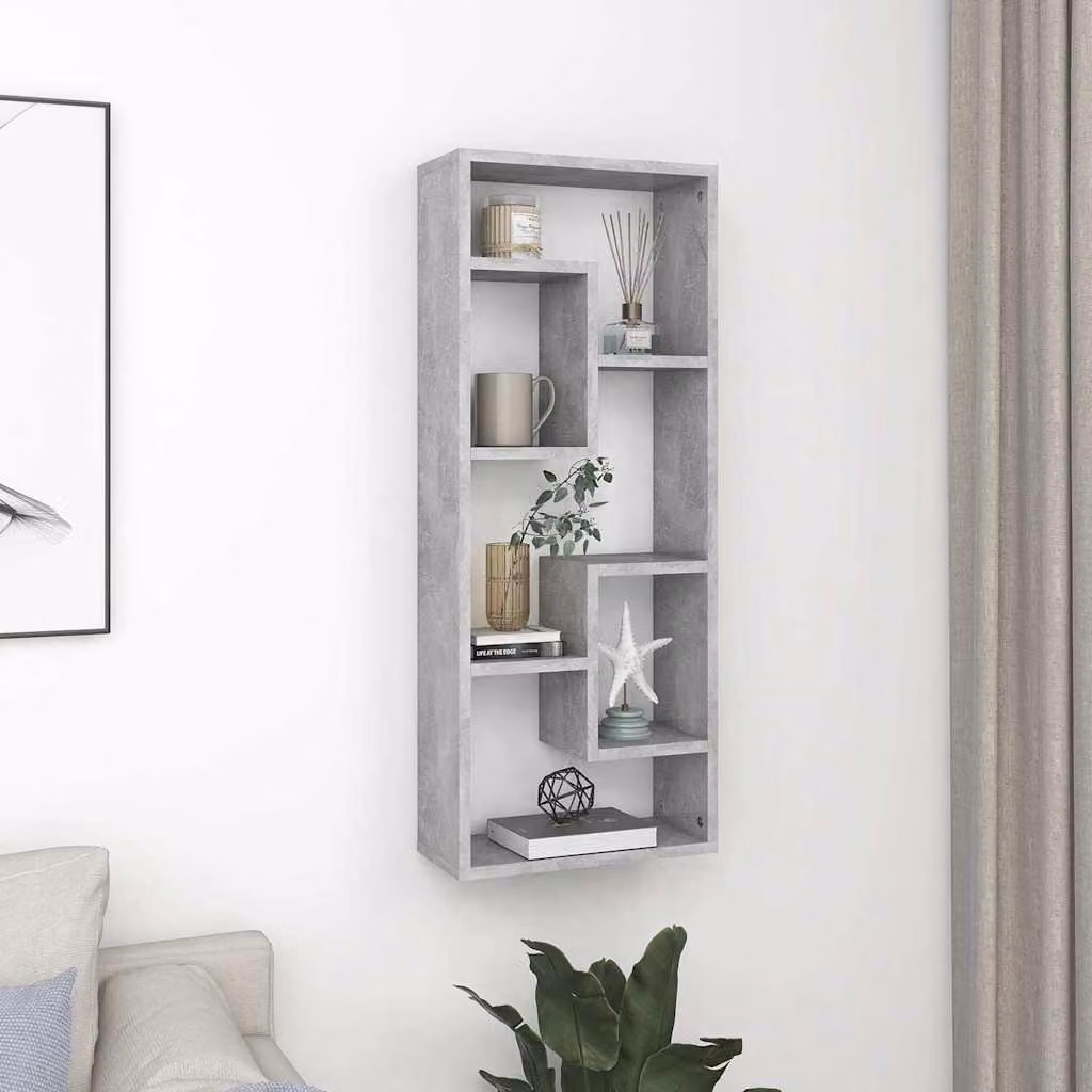Scaffale a Parete Moderno vidaXL in Legno e MDF Grigio L: 36 cm, P: 16 cm, H: 90 cm