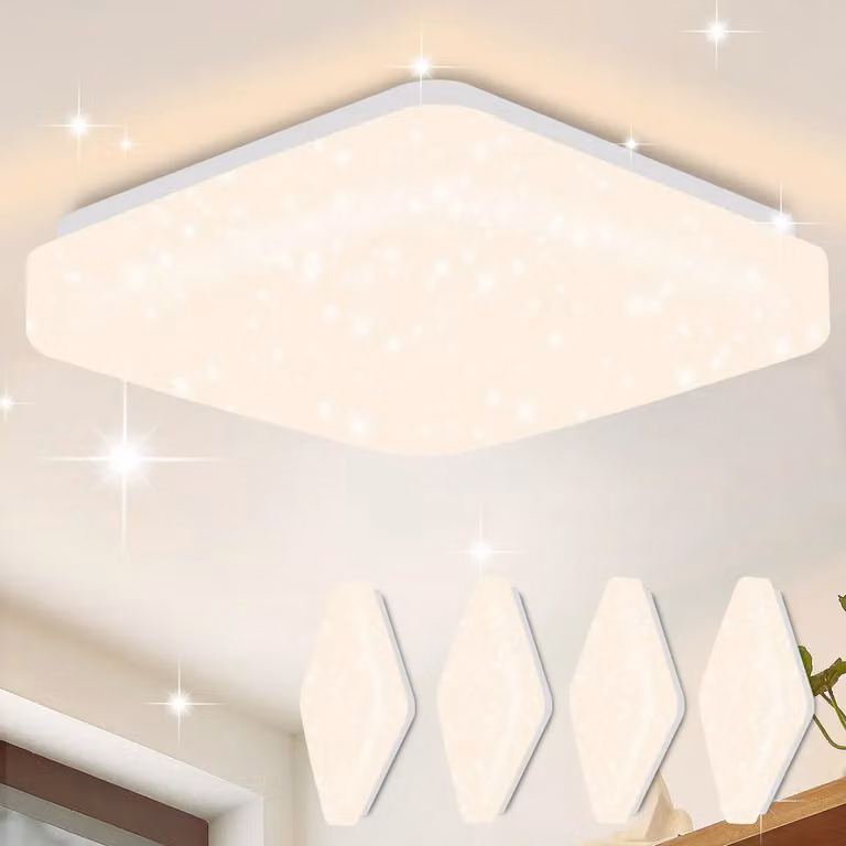 ZMH Led plafoniera 4pcs cielo stellato soffitto lampada moderna piccola angolare 15W 3000K 21cm bianco caldo per camera da letto scala cucina soggiorno ufficio corridoio