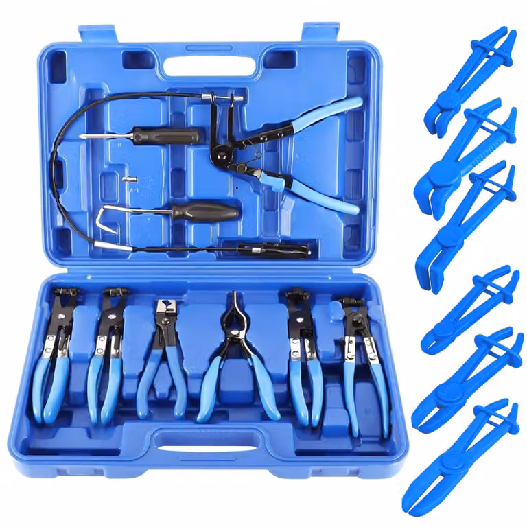 Set di 15 pinze per fascette, completo di fascette e pinze per crimpare