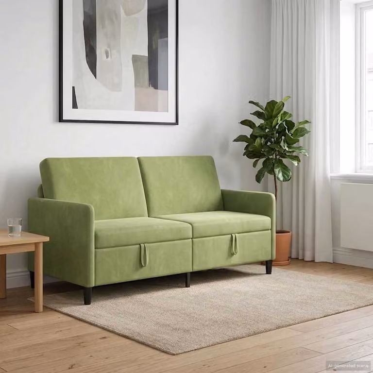 Divano moderno vidaXL con contenitore apribile in tessuto verde, L: 172 cm, P: 78 cm, H: 87 cm