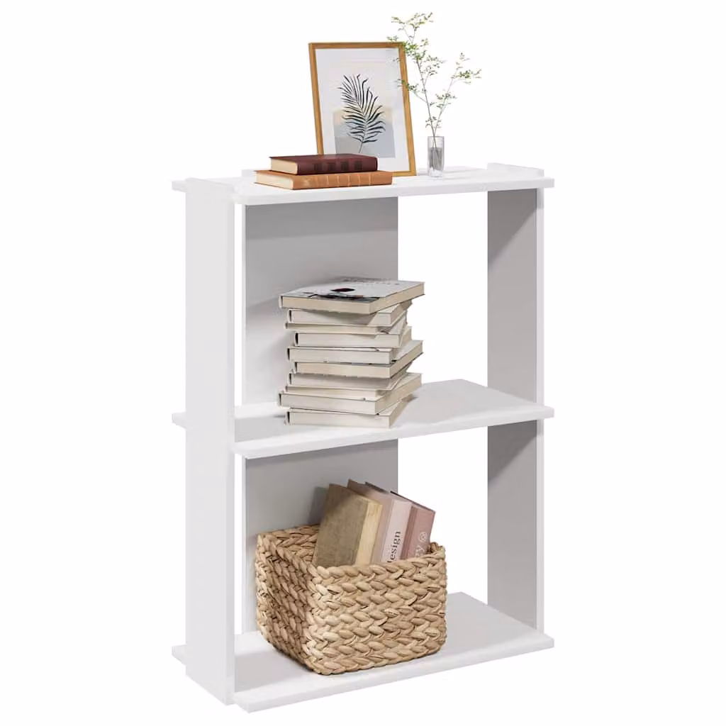 Libreria a 3 Ripiani vidaXL Bianca in Legno e MDF, Design Minimalista, L 60 cm x P 30 cm x H 80 cm