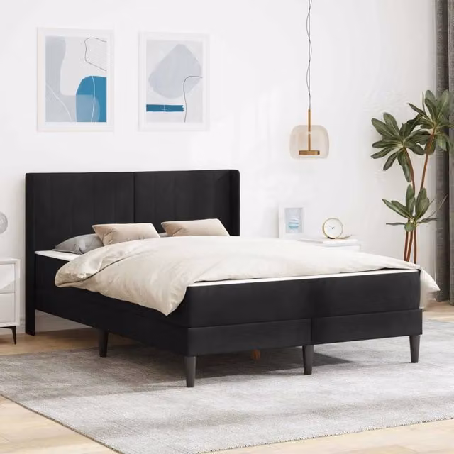 Struttura letto con materasso Nero 140 x 200 cm Velluto 3414871