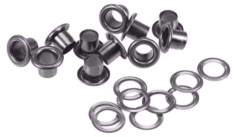 100 set di occhielli in alluminio con rondelle, dimensioni 10,5 x 6 x 7 mm, colore nero