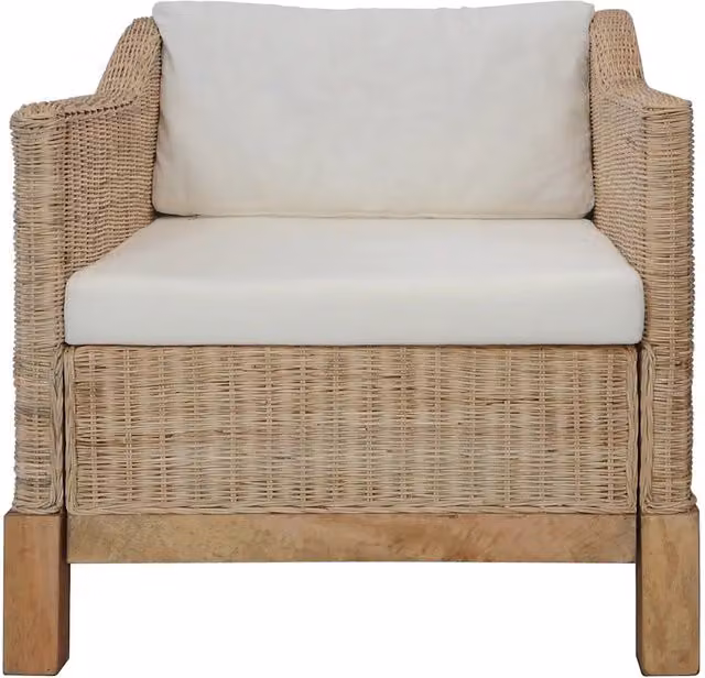 Poltrona | Sedia Relax con Cuscini in Rattan Naturale