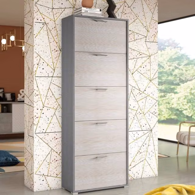 Scarpiera DMORA Anina Marrone Larice con scomparti basculanti L: 67 cm, P: 28 cm, H: 183 cm