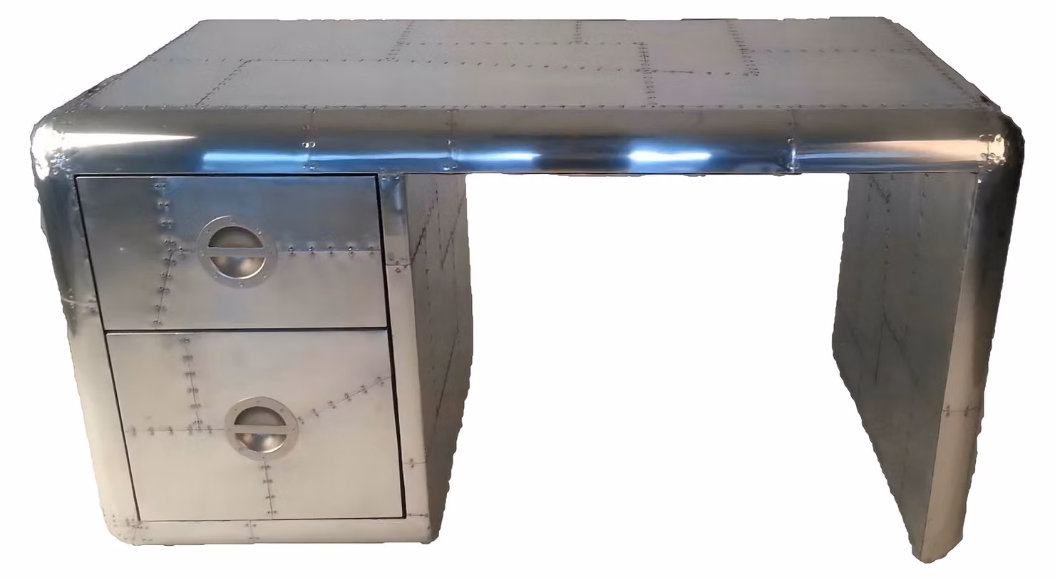 Scrivania da aviatore di design Tavolo rivettato con rivestimento in alluminio