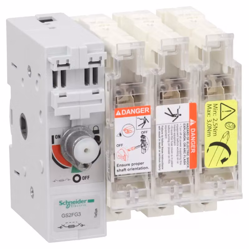 Sezionatore con fusibili Schneider Electric TeSys GS2F, 3 poli, 50 A, DIN 14x51 mm GS2FG3