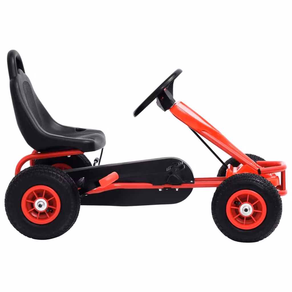 Go-kart a pedali con freno e pneumatici in gomma rossa e nera – 2