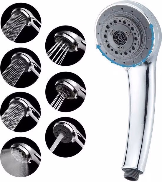 Soffione doccia universale, 7 impostazioni, soffione ad alta pressione, soffione standard, per bagno, hotel, palestra, centro massaggi