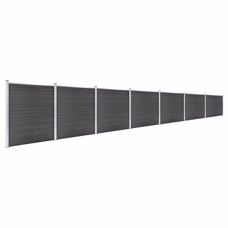 Set di elementi di recinzione WPC 1218x186 cm nero