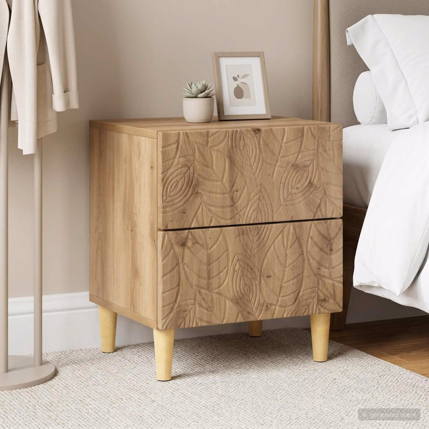 Set di 2 comodini moderni vidaXL in legno di eucalipto color marrone L 43 cm x P 34,5 cm x H 48 cm