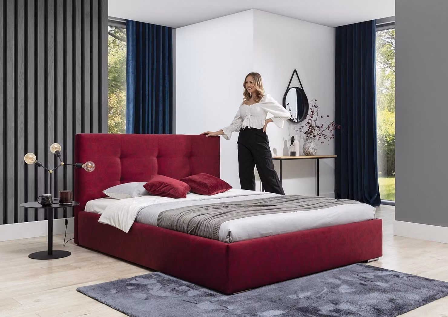 Klassisches Luxus Betten Polster Samt Textil Hochwertiges Schlafzimmer Bett