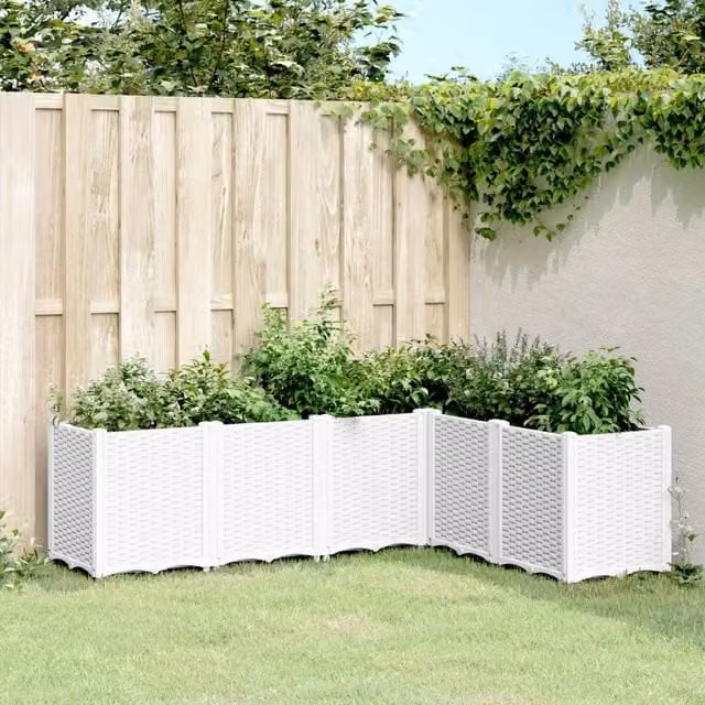Fioriera da giardino bianca vidaXL in plastica L: 160 cm, P: 120 cm, H: 53 cm