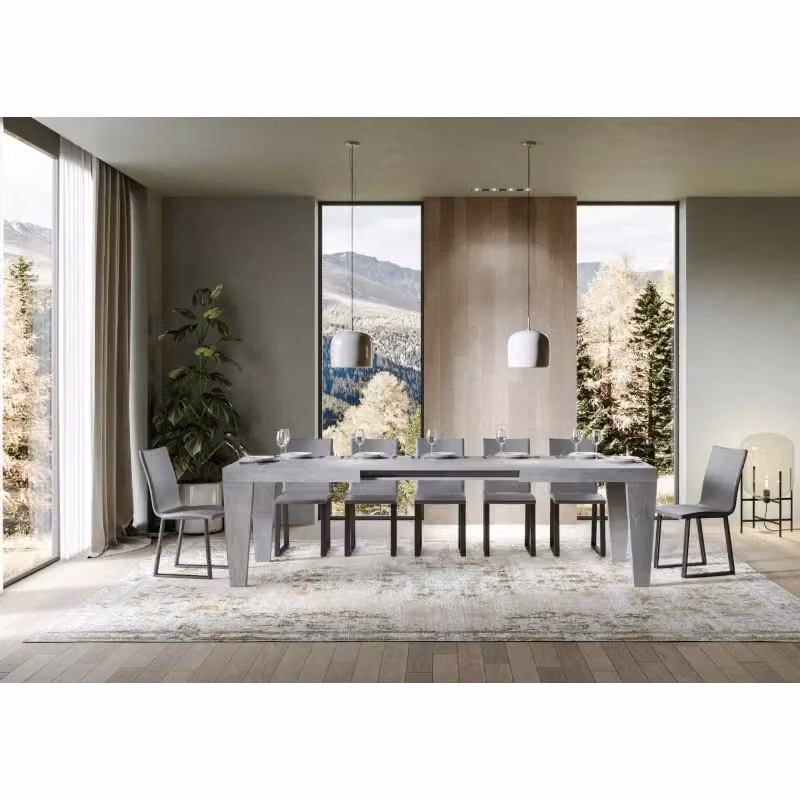 Tavolo allungabile Spimbo ITAMOBY colore grigio effetto cemento con struttura a colonna centrale – 2