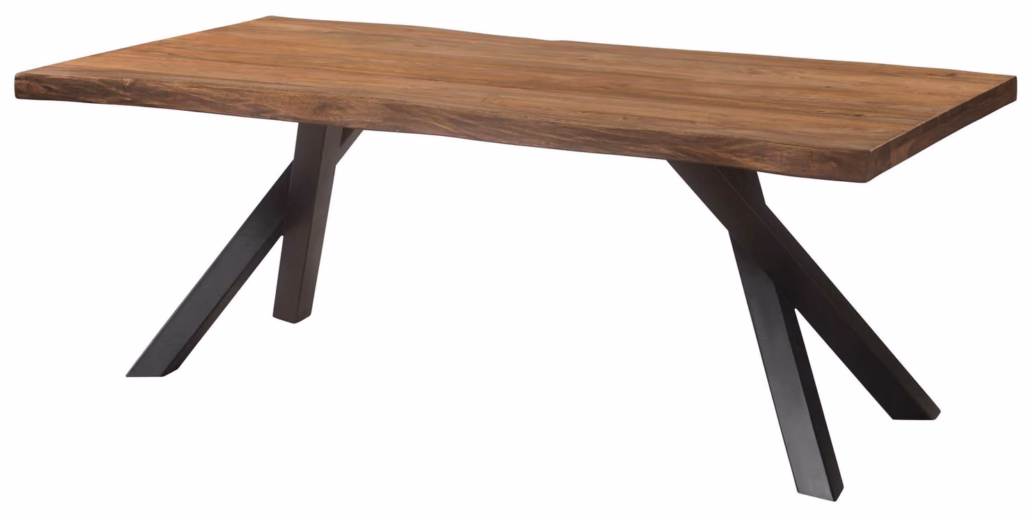 MASSIVMOEBEL24 | Tavolo da pranzo in legno di sheesham 260x100x76 verniciato grigio / gambe ad A antracite matt FREEFORM 5