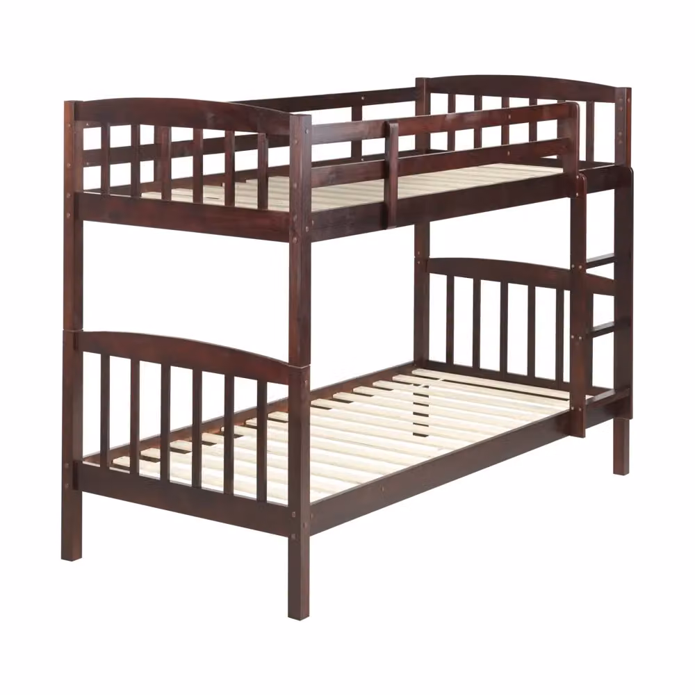 Letto a castello Beliani in legno di pino scuro con cassetti e mensola per bambini L/P/H: 210 x 120 x 90 cm – 2