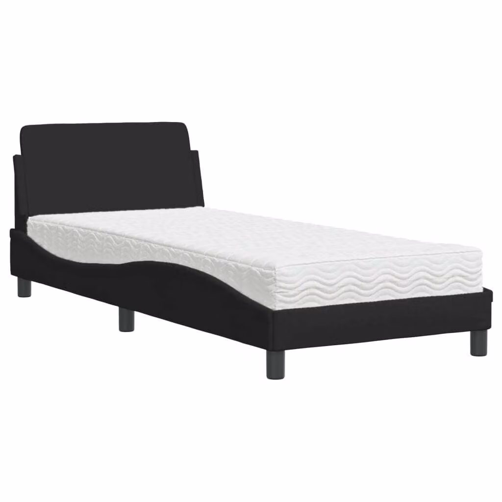 Letto con Materasso Dover Nero 80x200 cm in Tessuto