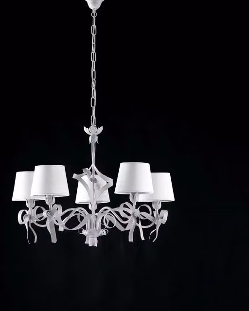 Lampadario Shabby Chic Lucy Bianco 5 Luci BeLight