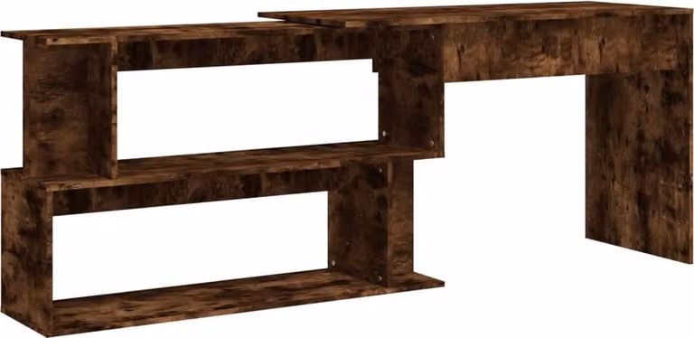 Scrivania Angolare Rovere Fumo 200x50x76cm in Legno Multistrato